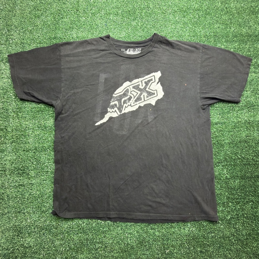 Fox Racing Mens XXL Graphic T-Shirt Black Cotton Short Sleeve Regular Fit Logo
